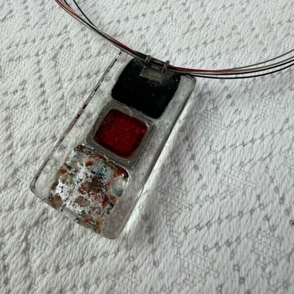 Vintage Resin Art Glass Clasp Closure Necklace Statement Piece - Picture 12 of 15